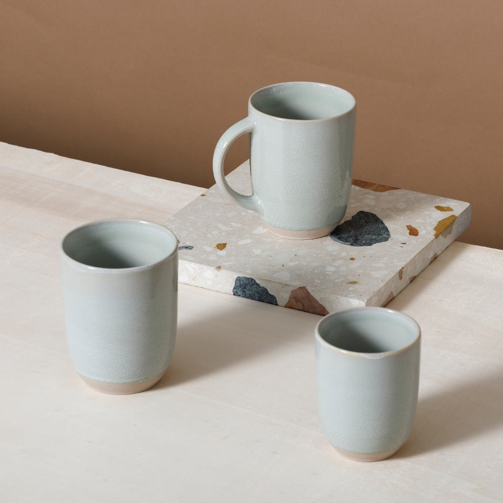 Tea Mug Tumbler small light grey green